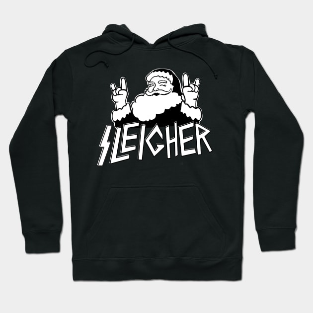 Santa goes Metal Santa Sleigher Funny Christmas for Metalheads Hoodie by SusanaDesigns